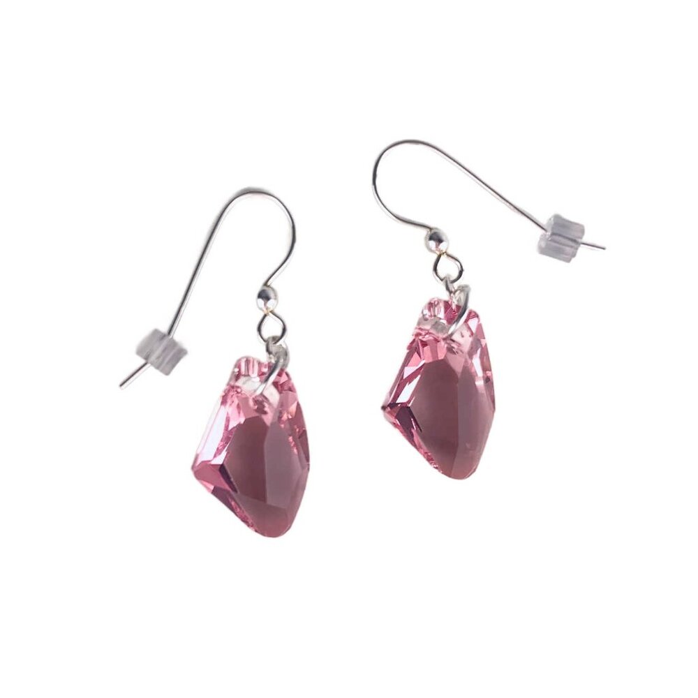 Pink Austrian Crystal Earrings with .925 Sterling Silver French hook wires.